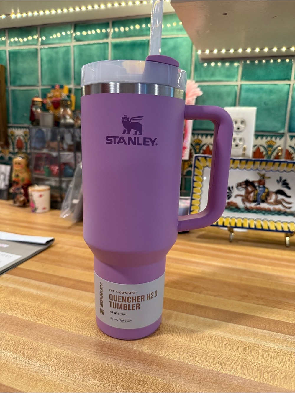 Stanley Purple Insulated Tumbler with White Lid and Silver Trim